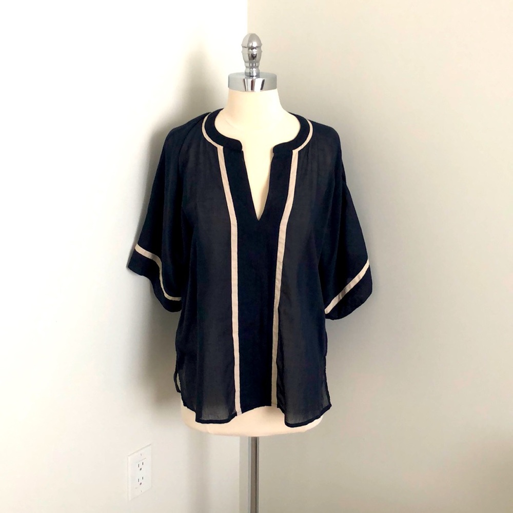 J. Crew navy and ivory blouse, size 4